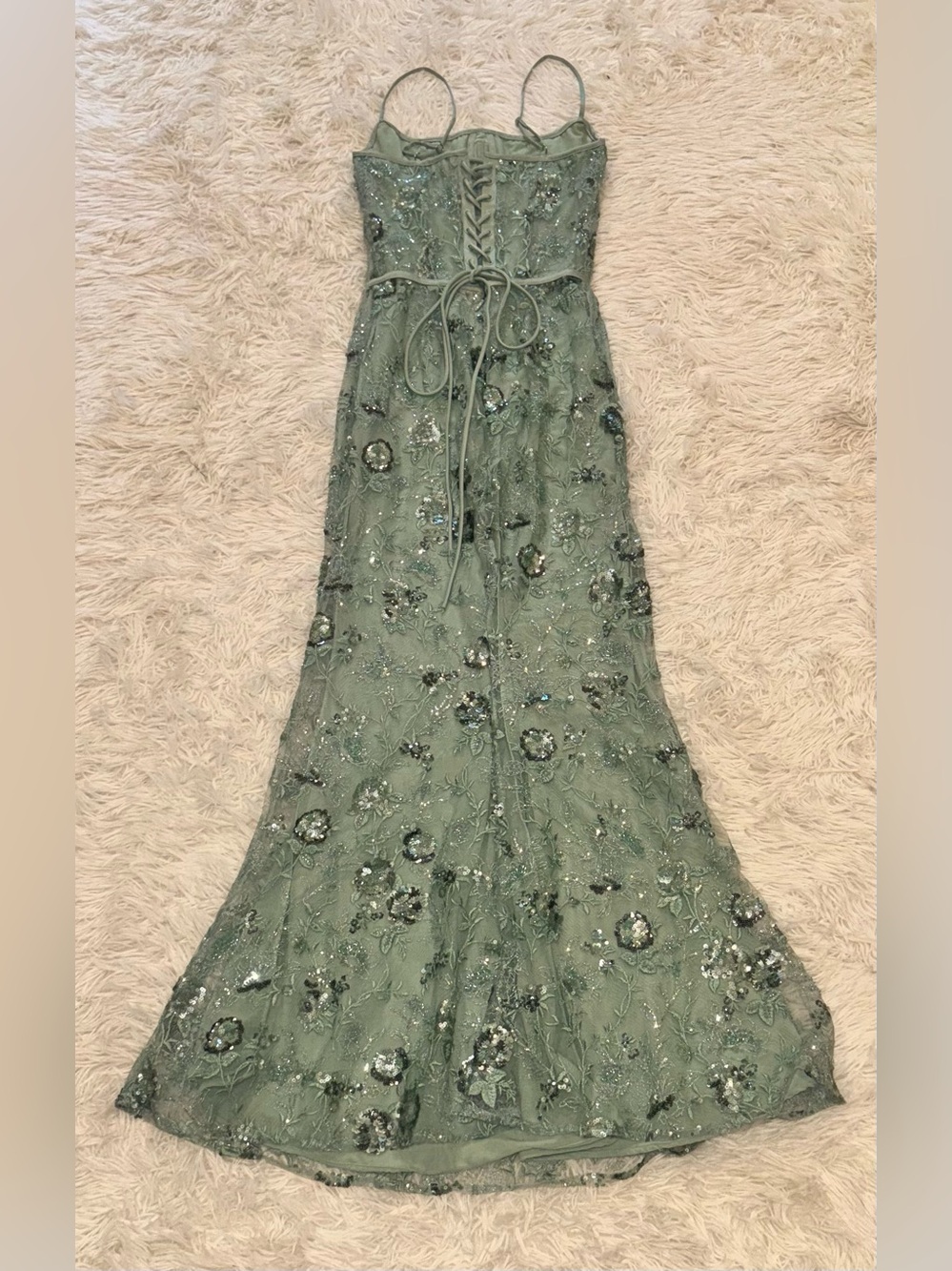 NEW House of Cb Naima Hand Beaded Corset Jade Green Gown Sz S - Picture 14 of 15